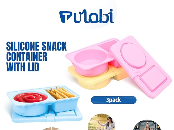 Silicone Reusable Snack Containers with Lids