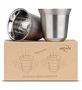 80ml Stainless Steel Espresso Cups Set - 2 Pack Double Wall 304 Stainless Steel Demitasse Cups 2....