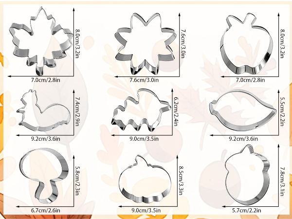 9 Pieces Fall Cookie Cutters Set