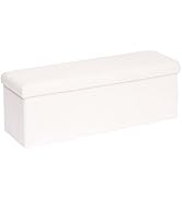 PINPLUS Folding Storage Ottoman Bench, Upholstered Sherpa Ottoman, Large Storage Chest Footrest F...