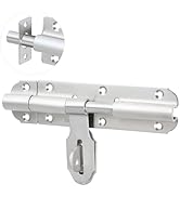 Alise 4 Inch Slide Bolt Gate Latch,Padlock Latches Heavy Duty Barrel Bolts Safety Door Lock,Doubl...