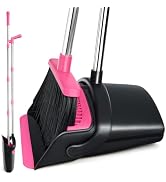 XXFLOWER Broom and Dustpan Set, Long Handle Lightweight Dustpans with Broom Combo for Home, Indoo...