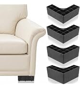 Housoutil 4pcs L Shaped Furniture Legs, 2 Inch Black Plastic Couch Risers with Screws for Section...