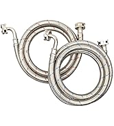 PLUMBINGMASTER 10FT Stainless Steel Washing Machine Hoses with 90 Degree Elbows,2 Pack Red and Bl...
