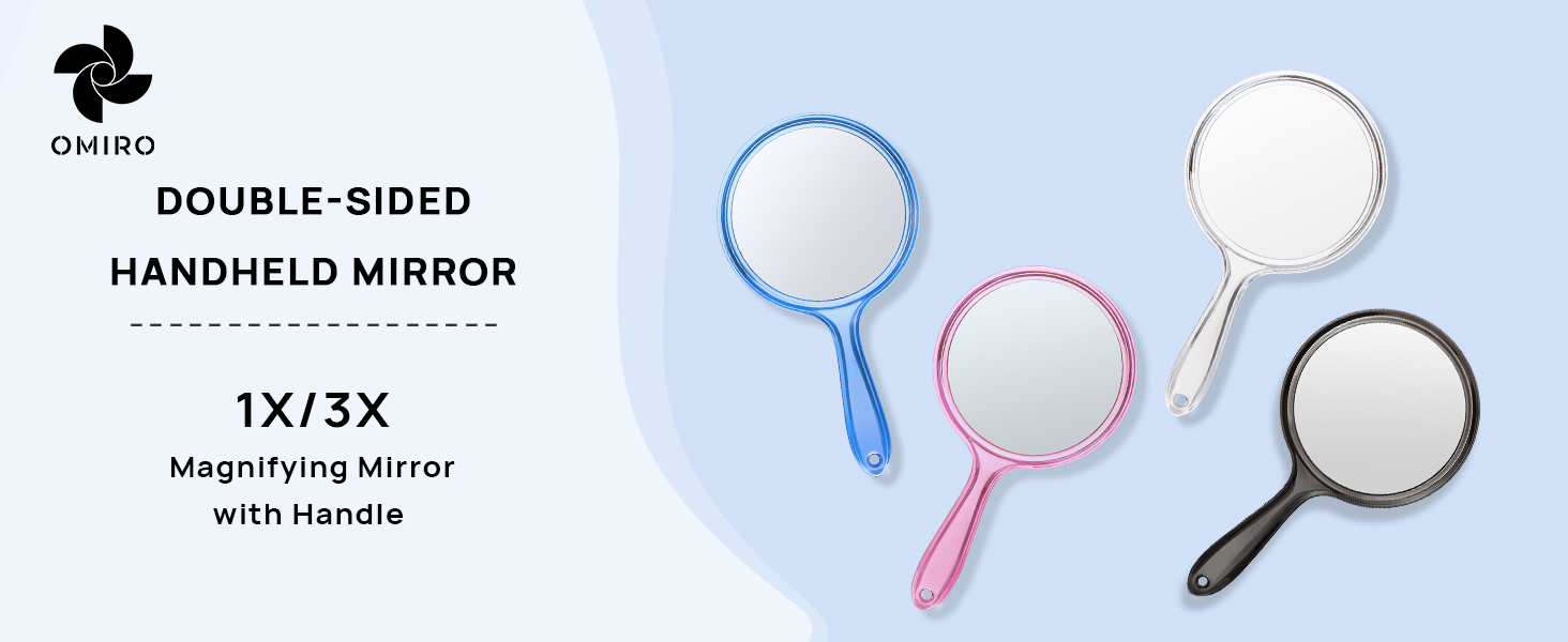 double-sided handheld mirror - transparent/bule/pink/black
