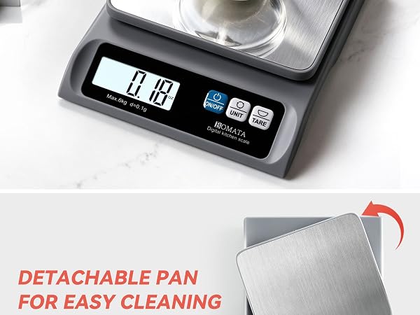 BOMATA 0.1g Food Scale, 13lb Digital Kitchen Scale with Removable Stainless Steel Pan
