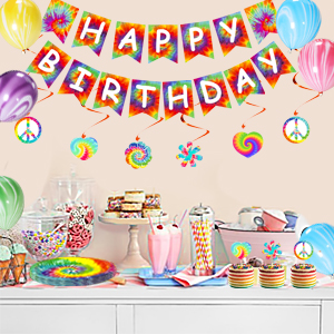 tie dye cake topper
