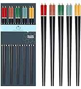 5 Pairs Chopsticks Premium Reusable Dishwasher Safe, 9.57 inch/24.3cm Chopsticks, Matte Non-Slip ...