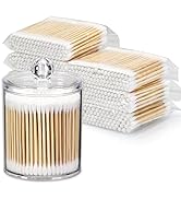 700 Count Cotton Swabs with 1 Dispenser Holder - Bamboo Sticks Cotton Swabs for Ears - Double Rou...