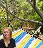 Lazy Daze Hammocks Cotton Fabric Double Hammock with 55" Spreader Bar, Portable Camping Hammock w...