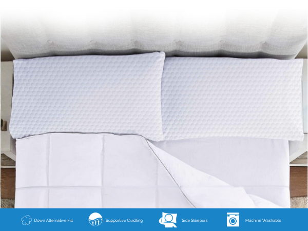 Cooling support pillow, side sleeper comfort, back sleeper support, hypoallergenic bedding
