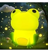 POSSHE Frog Night Light, Frog Gifts, Cute Silicone Nursery Rechargeable Dimmable Bedside Lamp, Ki...