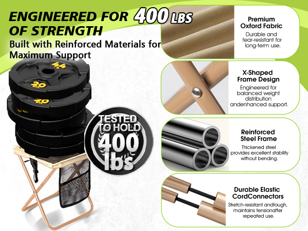 foldable backpack stool 500 lbs