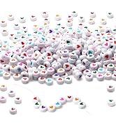 XIANNVXI 1500 Pcs Colorful Heart Sheap Round Beads Acrylic Beads for Friendship Bracelets Neckalc...