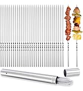 Metal Skewers for Grilling, 50 Pack 14.8" Kabob Skewers, Flat BBQ Barbecue Skewer, Reusable Grill...