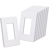 CML Matte White Decorator Screwless Wall Plate, 8 Pack 1-Gang Outlet Covers and Switch Plates, Sc...