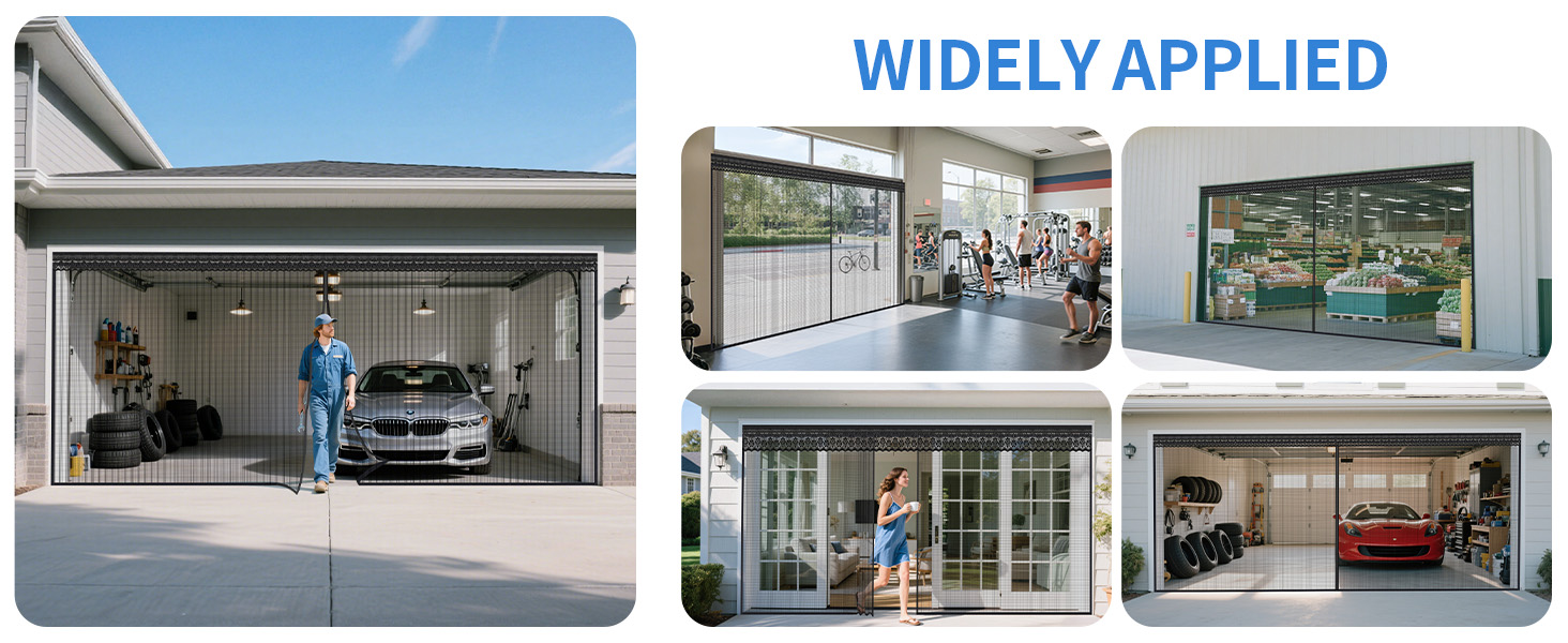 sliding track magnetic garage door screen
