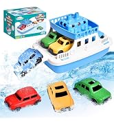 Toy Boat Bath Toys for Toddlers with 4 Mini Car Toys, Kids Water Toys Ferry Boat for Bathtub Bath...