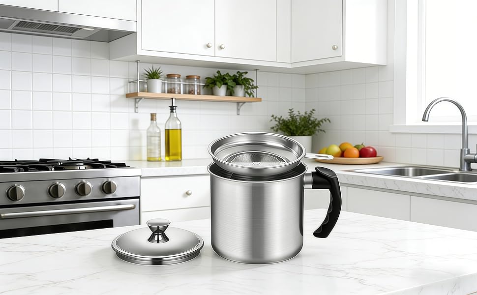 Bacon Grease Container with Strainer