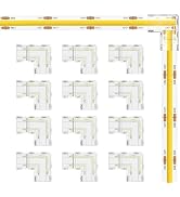 MIWISE 8mm Connectors Kit for 2-Pin COB LED Strip,12pcs Gapless L-Shaped/Corner Connectors,Solder...