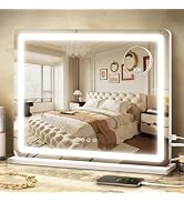 ROLOVE 23"x 18" Large Vanity Mirror with Lights, LED Makeup Mirror for Dresser and Desk, 10X Magn...