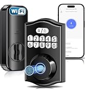 Ulecoce Y58 Keyless Entry Fingerprint Door Lock for Front Door, Matte Black | 5-in-1 Keypad Deadb...