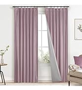 Yakamok Dusty Pink Room Darkening Full Blackout Curtains Velvet Window Treatments Pinch Pleated E...
