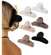 AWAYTR Plush Clip - Hair Clip, 6 Pcs Rectangular Cute Hair Clips for Women, Large Hair Barrettes ...