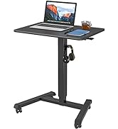 BONTEC Mobile Stand Up Desk, Podium, Rolling Standing Desk Up to 33LBS with Wheels and Stoppers, ...