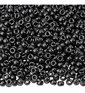 NUKAYAI 1000Pcs Black Pony Beads 6x9mm Perler Bulk Beads for Bracelets Necklace, Hair Beads for B...