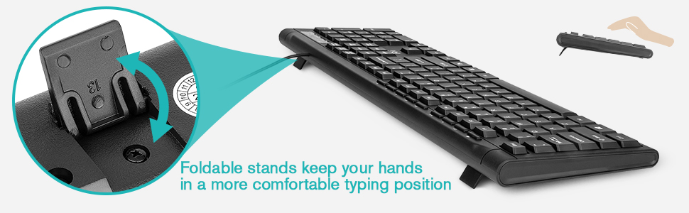 USB wired keyboard with Foldable Stands