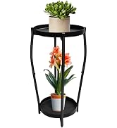 Uniqcovosa Plant Stand Indoor, 2 Tier Tall Wood Plant Stand, 4-Leg Floor Corner Plant Stands, Hea...
