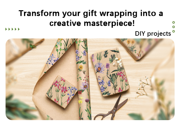 spring flower karft gift wrap paper
