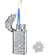 Torch Lighter, Relief Dragon Design Magic Dual Flame Lighter with Adjusting Flame Tool, Creative ...