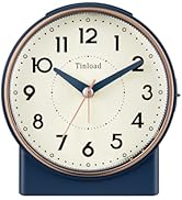 Tinload 4.3" Retro Analog Alarm Clock, Vintage Decor, No Ticking Silent, Easy to Set, Gradual Ris...