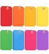 120PCS Blank Shipping Tags, 4 3/4 x 2 3/8 inches Manila Label Tags with String Attached Reinforce...