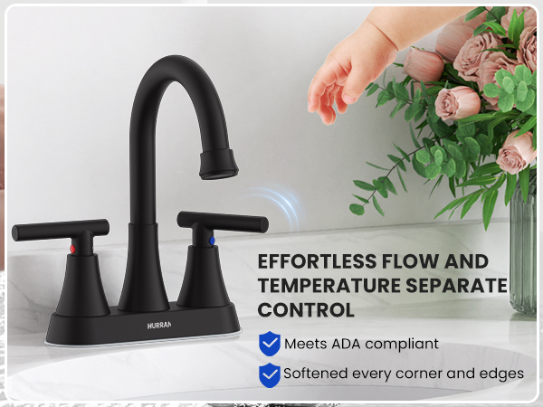 Matte Black Bathroom Sink Faucet Bathroom Faucets for Sink 3 Hole Faucet for Bathroom Sink Vanity RV
