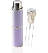 Cryslora Perfume Atomizer, Rotary-Lift Nozzle, Cap-Free, Leather Refillable Spray Bottle, High-en...