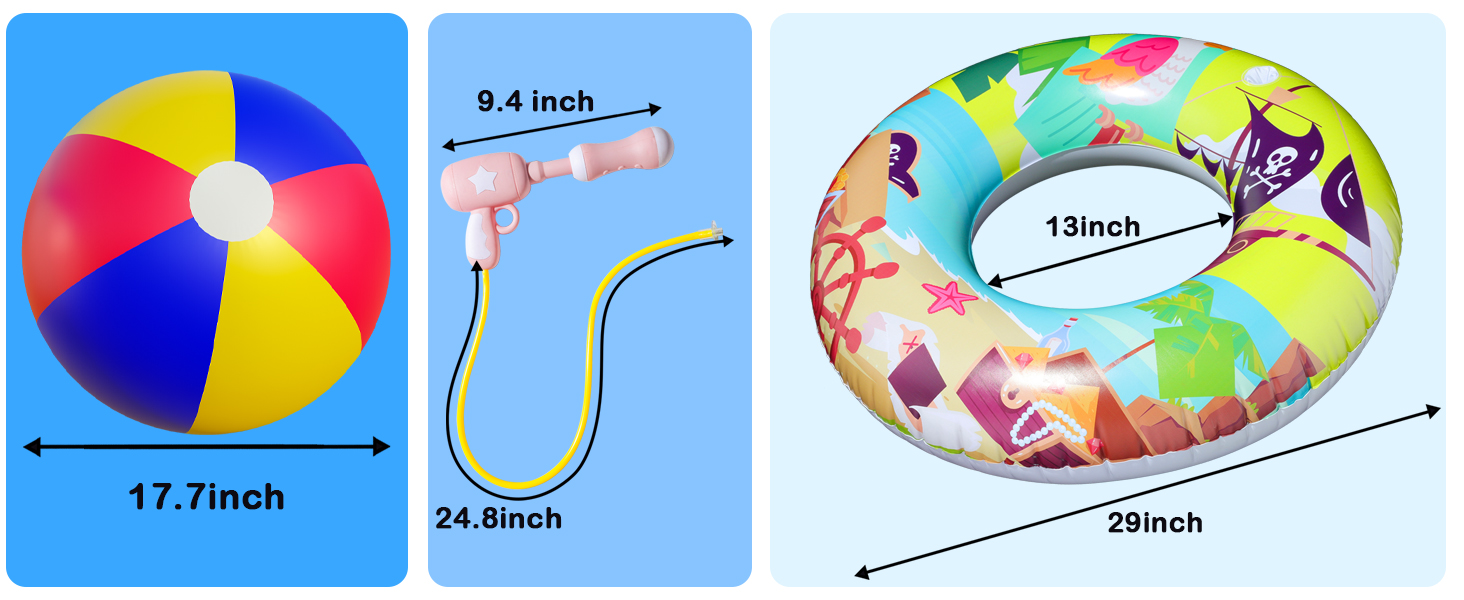 2 Pack Pool Floats with 2 Water Gun Kids and 1 Beach Ball