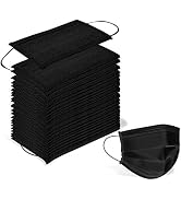Wecolor Disposable 3 Ply Earloop Face Masks, Suitable for Home, School, Office and Outdoors (Black)