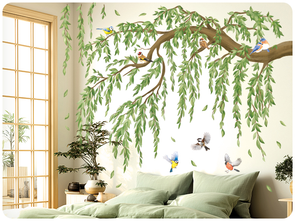 Series of images showing a room interior with hanging plants cascading from the ceiling, creating a natural, garden-like atmosphere indoors.