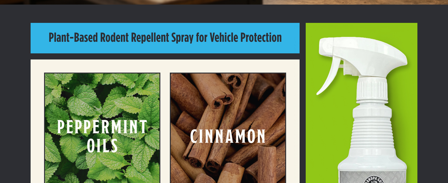 Rodent Repellent For Car Engines, Peppermint Oil & Cinnamon Oil Rodent Repellent Spray