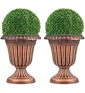 Giantex 18" Tall Vintage Planters Set of 2, Urn Plastic Flower Pots with/Pedestal Base & Pre-Mark...