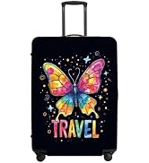 Colorful Butterfly Stars Suitcase Cover, UV Resistant Stretchable Luggage Protector, Travel Gear ...