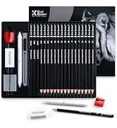 Kird Barken 24PCS Professional Sketch Pencil Set – 5H to 14B Pencils, Charcoal Pencils, Art Suppl...