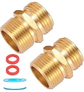 2 Pack Brass Garden Hose Adapter 3/4" GHT Male x 3/4" NPT Male Connector, Garden Hose to Pipe Fit...