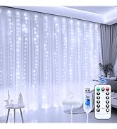 Minetom Curtain Lights, 300 LED Dimmable Fairy Lights with Remote and Timer, 8 Modes, USB Powered...