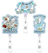Funny Goose Nurse Badge Reel - Cosmisun 3 Pcs Silly Cute Goose Retractable Badge Holder with Alli...