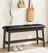 HOOBRO Dining Bench, Bamboo Dining Room Bench with PU Leather Upholstered Seat, for Kitchen, Livi...