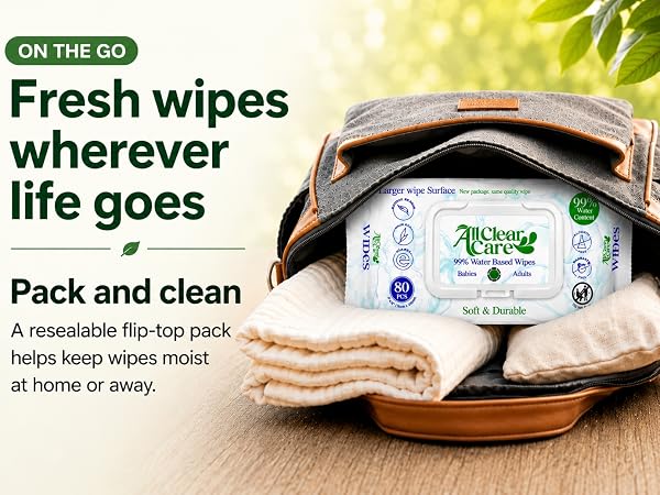 Fresh wipes whereever life goes. Resealable flip-top pack keeps wipes moist home or away